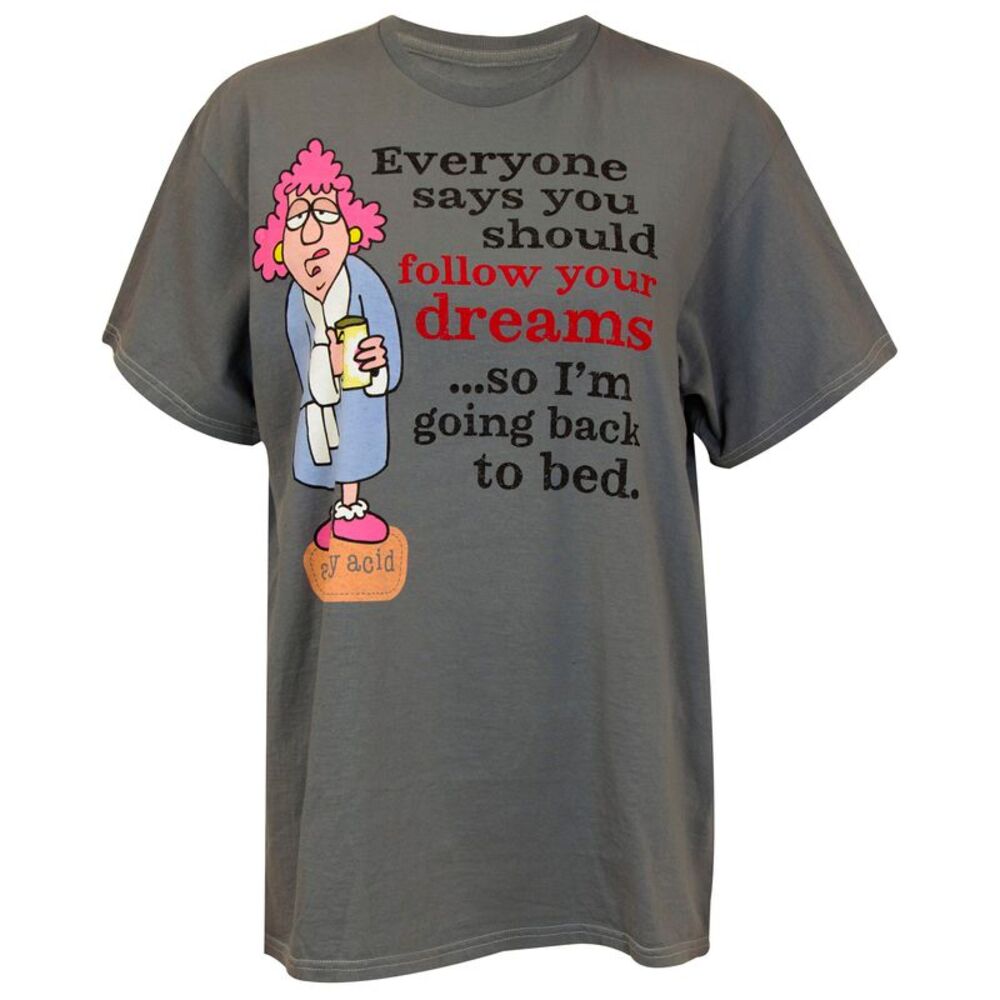 Aunty Acid "Follow Your Dreams" Women's Graphic Novelty T-Shirt in Grey, XL